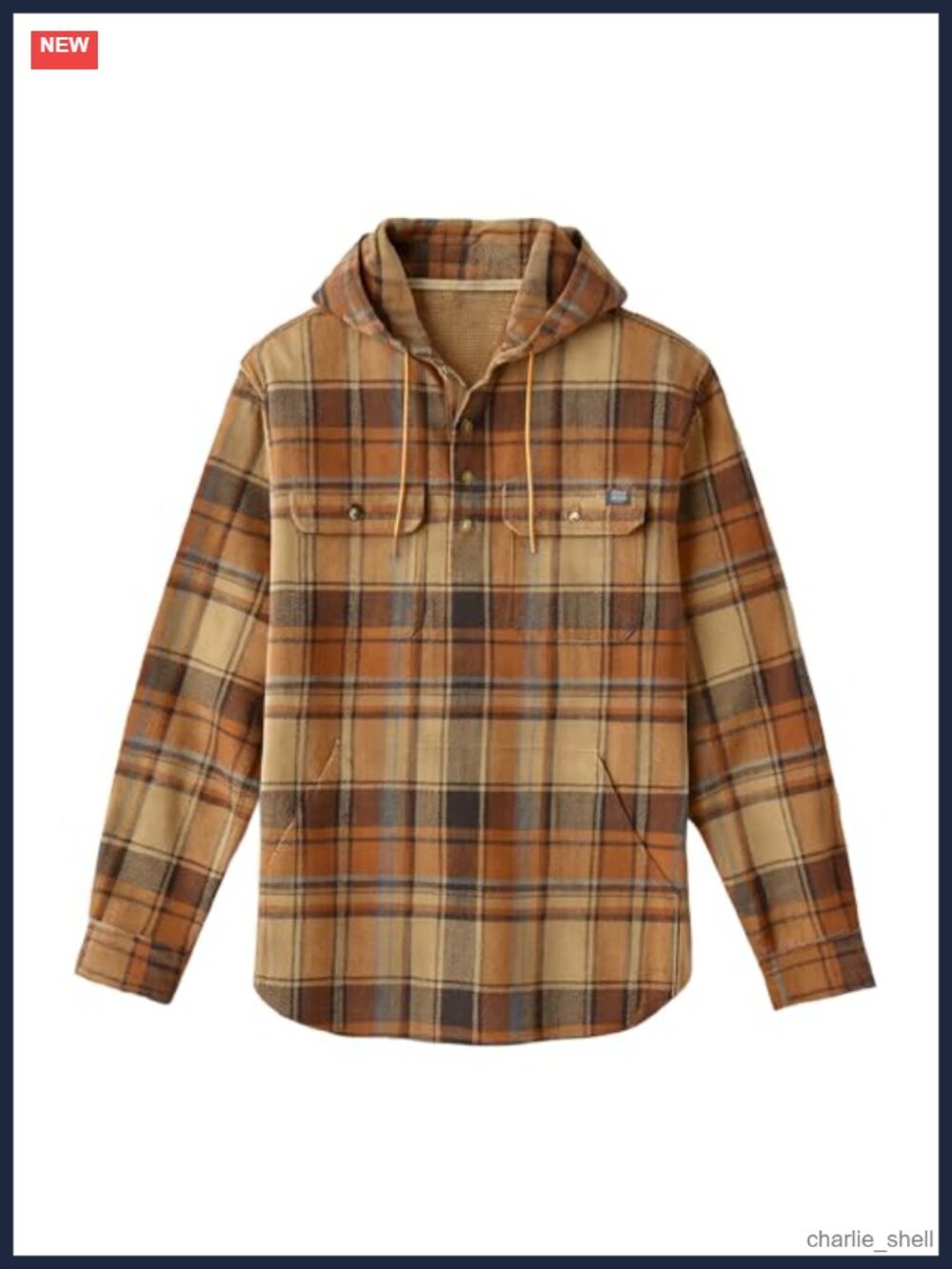 Men's Stretch Plaid Flannel Hoodie Pullover with Pockets